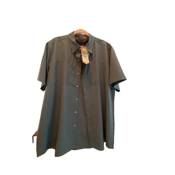 NEW DAKOTA GRIZZLY Men's Barkley Button Down Short-Sleeve Shirt Blue Vuori Large - Picture 4 of 8